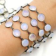Opalite Round Shape Oxidized Wire Chain